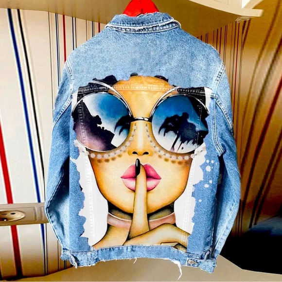 Jeans Jackets & Blazers - NWOT High Quality Fashion Print Jeans Jacket